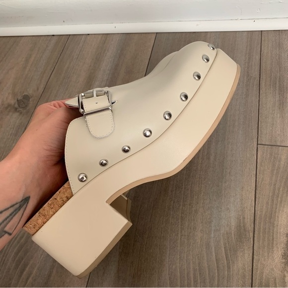 Dolce Vita Yevan platform studded leather clogs mule ivory size 8.5 - Picture 4 of 8
